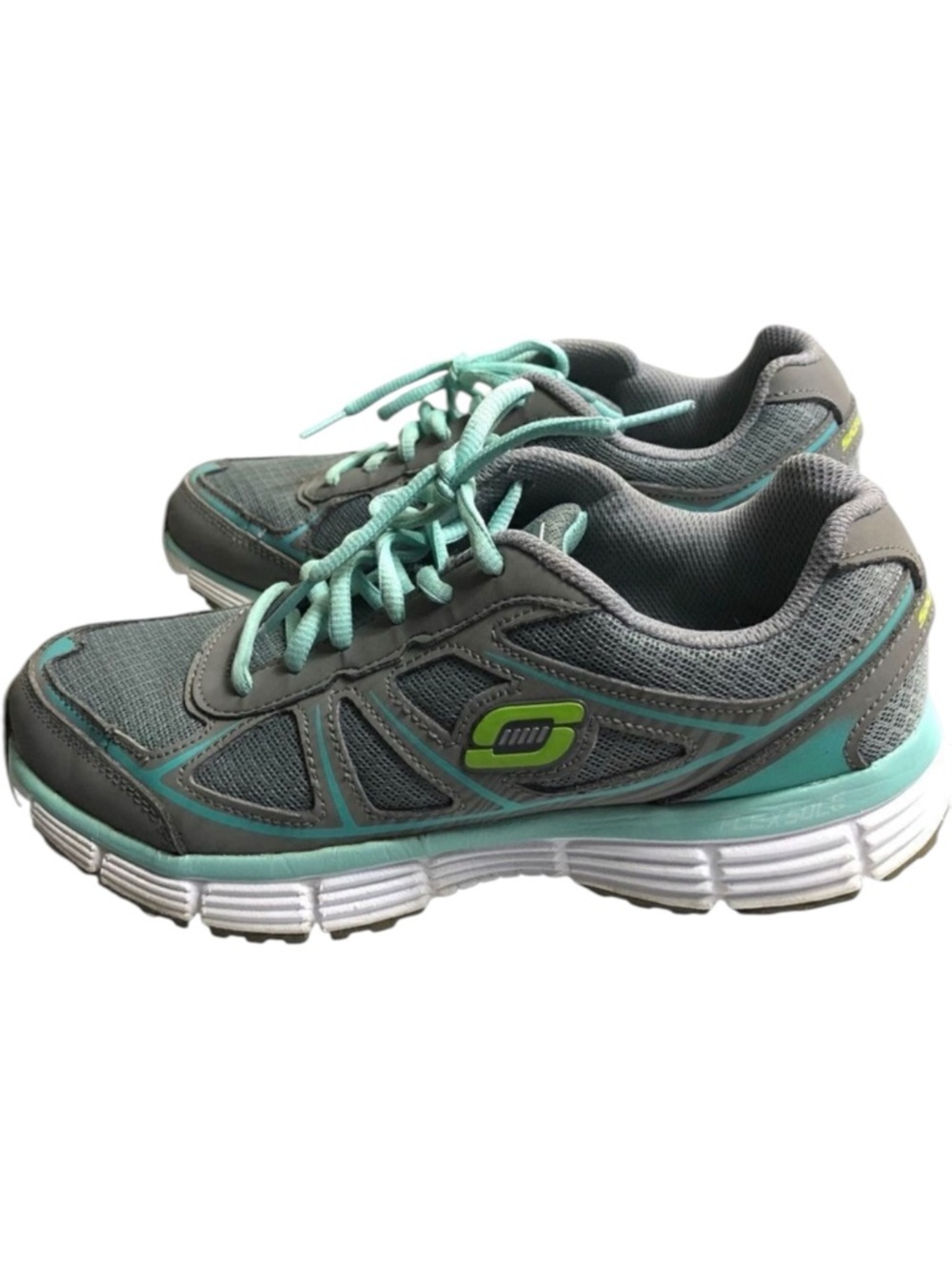 Skechers Sports Gray Green Flex Sole Running Sneakers